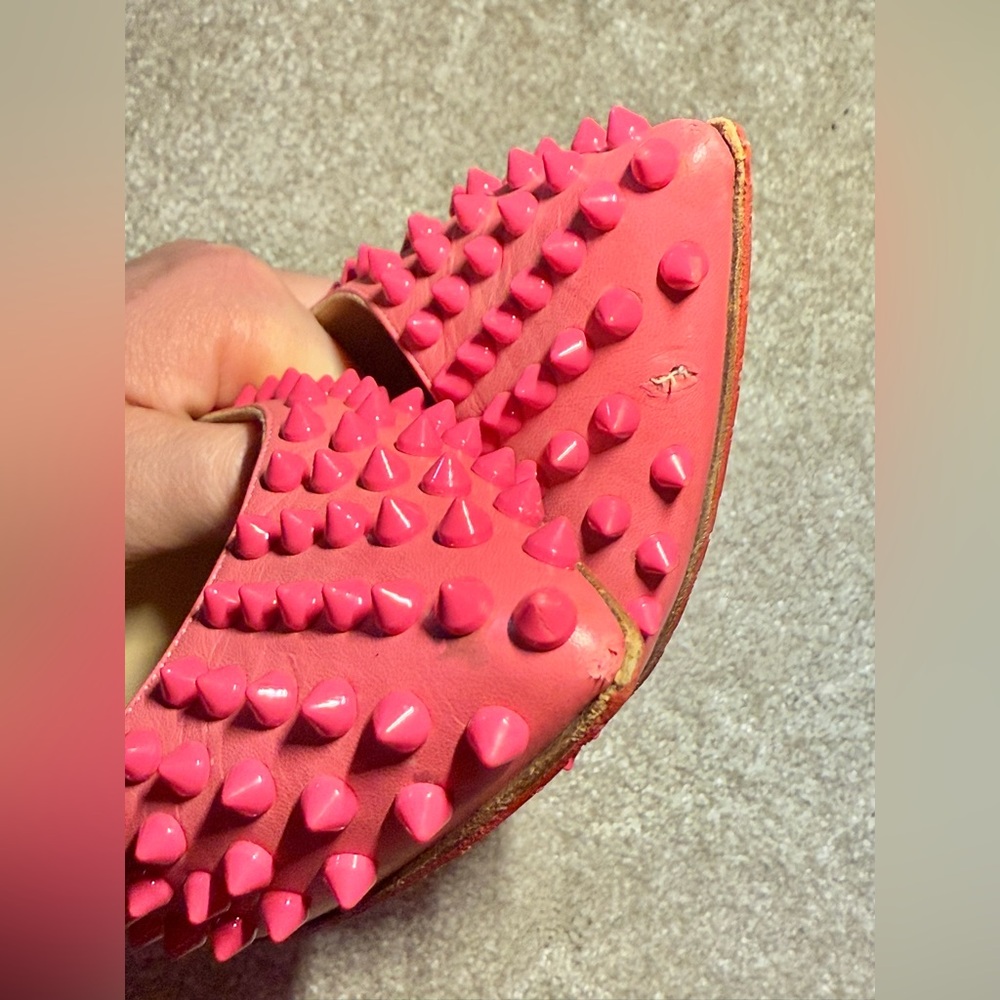 Christian Louboutin “Pigalle” Fucsia Spiked Ballet Flats size 40.5 - Picture 4 of 7